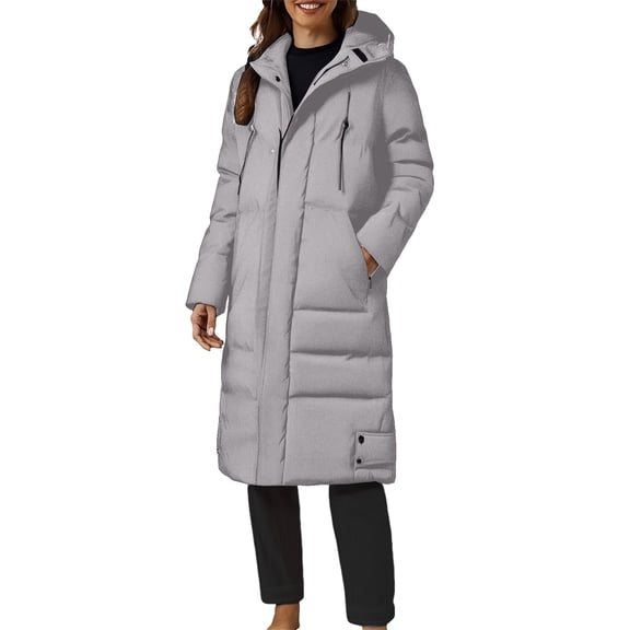 Pyhlmscde Women's Long Warm Hooded Zippered Cotton Outerwear, Winter Clothing for Women, Puffer Jacket Womens, Winter Coats for Women