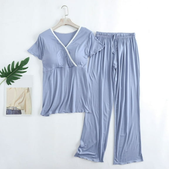 Pyhlmscde Women's Maternity Pajamas 2 Piece Outfits Sets, Womens Short Sleeve Tops, 2 Piece Sets for Women, Lounge Sets for Women