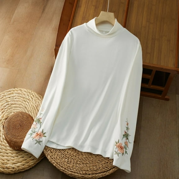 Pyhlmscde Women's National Flower Long Sleeved Shirt, Womens Tops, Long Sleeve Shirts for Women, Flowy Tops for Women