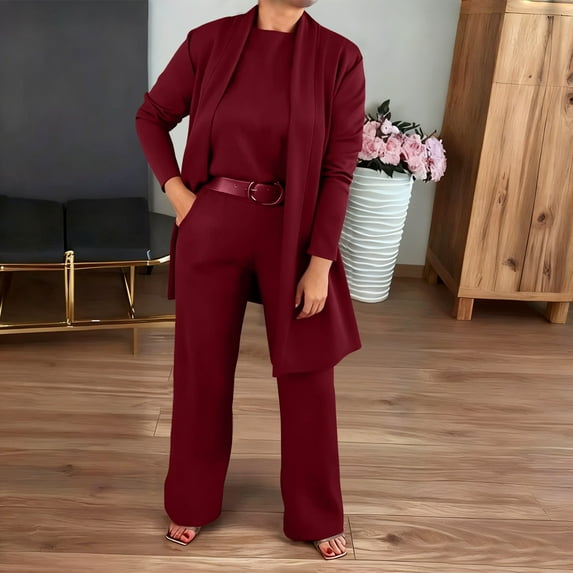 Pyhlmscde Women's New Knitted Slim Fit Tank Top Pants Sports Set Pants Three Sets, Sweatsuits Women 2 Piece Outfit, Womens Loungewear Set, Two Piece Sets for Women