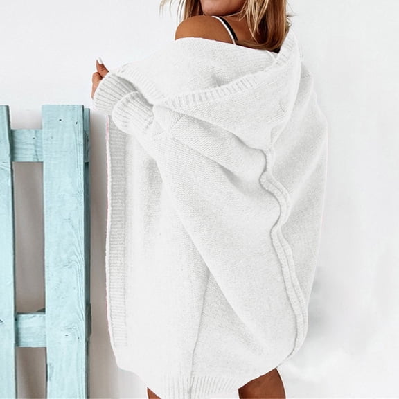 Pyhlmscde Women's Open Front Long Sleeve Hooded Knit Cardigan Sweaters Outwear, Women Fall Clothes, Cardigan Sweaters for Women, Jackets for Women