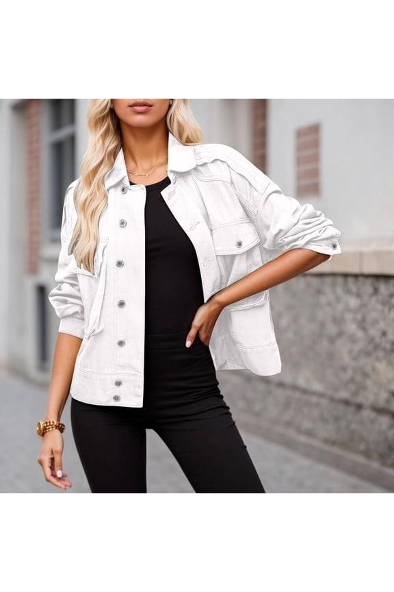 Women's Oversized Denim Casual Jean Jacket Autumn Spring, Jean Jacket Women, Womens Cardigan, Fall Sweaters For Women