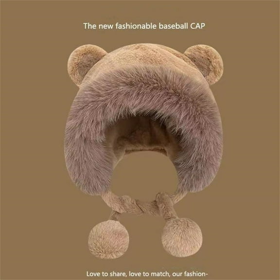 Pyhlmscde Women's Plush Faux Cap with Ear Fuzzy Hat, Womens Hats, Winter Hats for Women, Beanie for Women