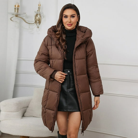 Pyhlmscde Women's Puffer Full Zip Quilted Hooded Bubble Coats, Womens Tops, Winter Coats for Women, Winter Clothing for Women