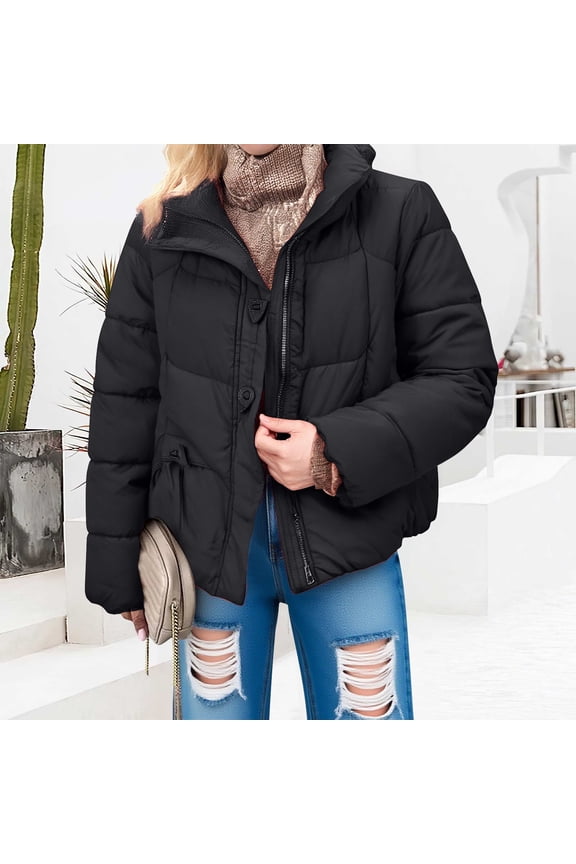 Women's Puffer Full Zip Quilted Hooded Bubble Coats, Womens Tops, Winter Jackets for Women, Winter Coats for Women