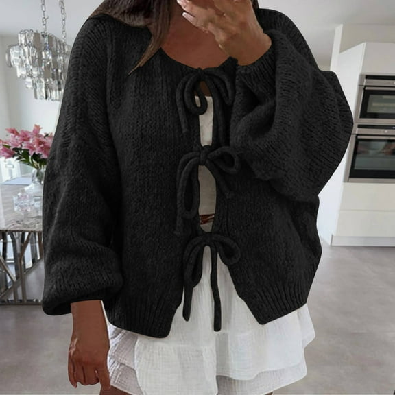 Pyhlmscde Women's Round Neck Long Sleeve Cardigan Tops, Womens Tops, Cardigan Sweaters for Women, Sweaters for Women