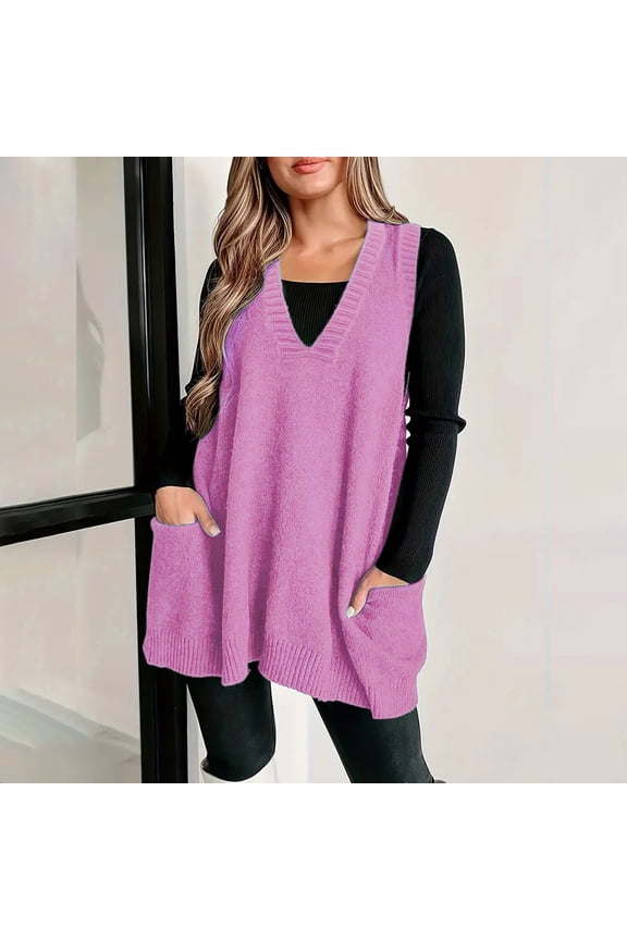 Women's Sleeveless V Neck Loose Knit Casual Sweater Vest Top, Cardigan for Women, Womens Tops, Women Fall Clothes