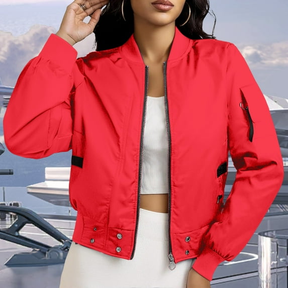 Pyhlmscde Women's Solid Color Air force Flight Jacket, Womens Tops, Jackets for Women, Fall Clothes for Women