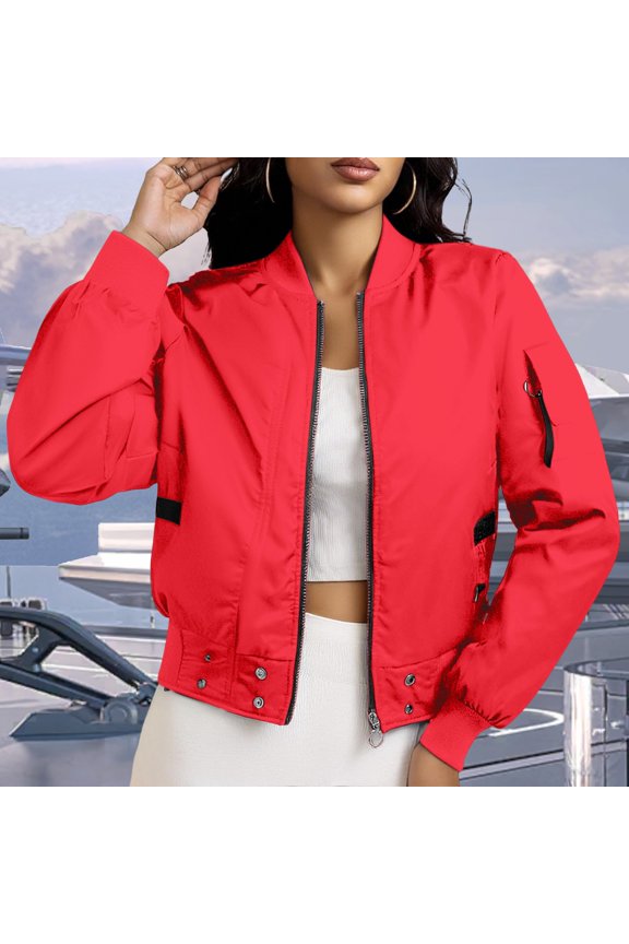 Women's Solid Color Air force Flight Jacket, Womens Tops, Jackets for Women, Fall Clothes for Women