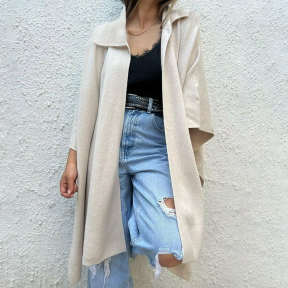 Pyhlmscde Women's Solid Color Casual Cardigan Loose One Trench Coat, Womens Tops, Fall Clothes, Windbreaker Jacket Women