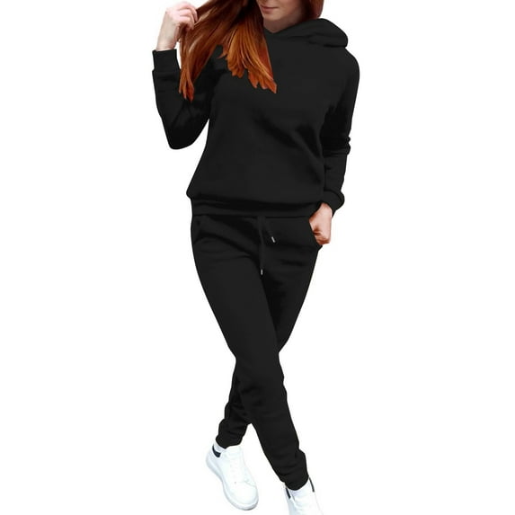 Pyhlmscde Women's Solid Color without Pockets Sweatsuit, Sweatsuits for Women, Two Piece Sets for Women, Women Fall Clothes