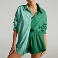 thumbnail image 1 of Pyhlmscde Women's Spring/Summer Fashion Set Casual Color Blocked Single Breasted Shirt Elastic Shorts Two Piece Set, Linen Shorts Set, Zeagoo Button Down Shirts for Women, Coord Sets for Women Summer, 1 of 4