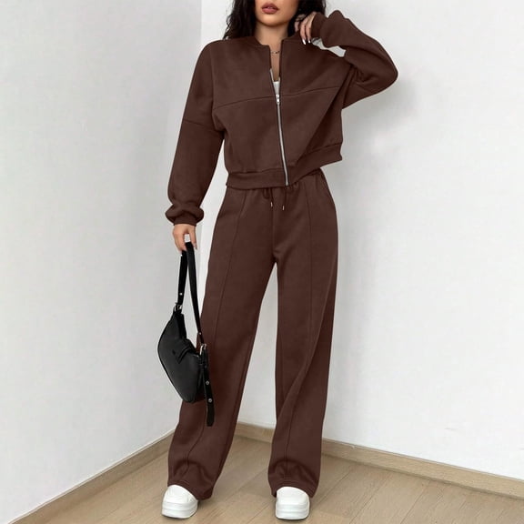 Pyhlmscde Women's Two Piece Long Sleeve Cardigan Sweatsuit, Womens Loungewear Set, Sweatsuits for Women, Sweatshirt for Women