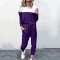 thumbnail image 1 of Pyhlmscde Women's Two Piece Outfit Long Sleeve Crewneck Pullover Tops And Long Pants Sweatsuits With Sweatpants, Women Sweater Sets 2 Piece Outfits, Suits For Women, Womens Set, 1 of 2
