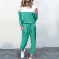 thumbnail image 1 of Pyhlmscde Women's Two Piece Outfit Long Sleeve Crewneck Pullover Tops And Long Pants Sweatsuits With Sweatpants, Women Sweater Sets 2 Piece Outfits, Suits For Women, Womens Set, 1 of 2