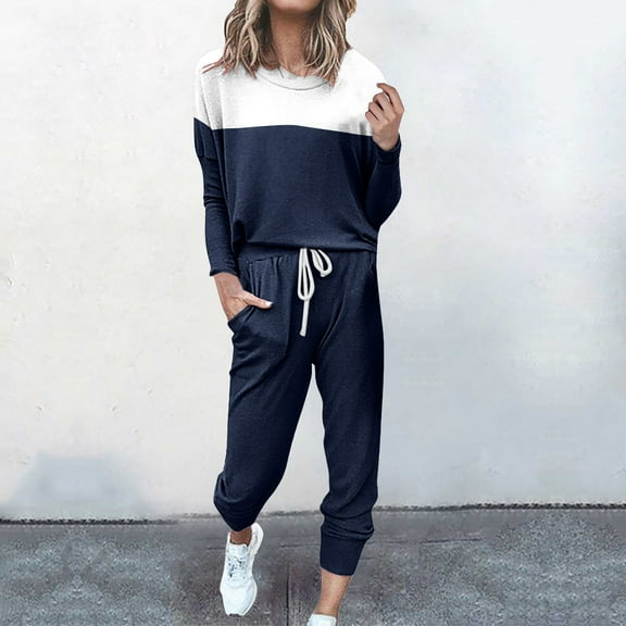 Pyhlmscde Women's Two Piece Outfit Long Sleeve Crewneck Pullover Tops And Long Pants Sweatsuits With Sweatpants, Women Sweater Sets 2 Piece Outfits, Suits For Women, Womens Set