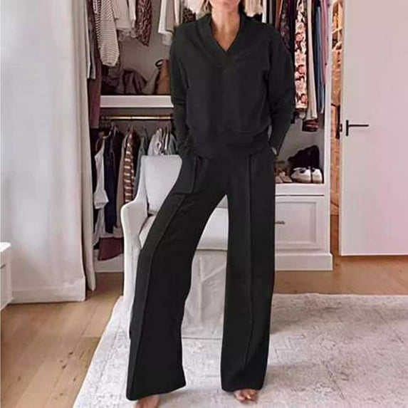 Pyhlmscde Women's Two Piece Outfits Sweatsuit Set, Long Sleeve Shirts for Women, Women Fall Clothes, Womens 2 Piece Outfits