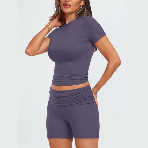 Pyhlmscde Women’s Two Piece Set Casual Summer Outfit with Matching Shorts And Top Comfy 2 Piece Clothing Set, Linen Shorts Set for Women, Linen Short Sets, Piece Sets Summer Dressy