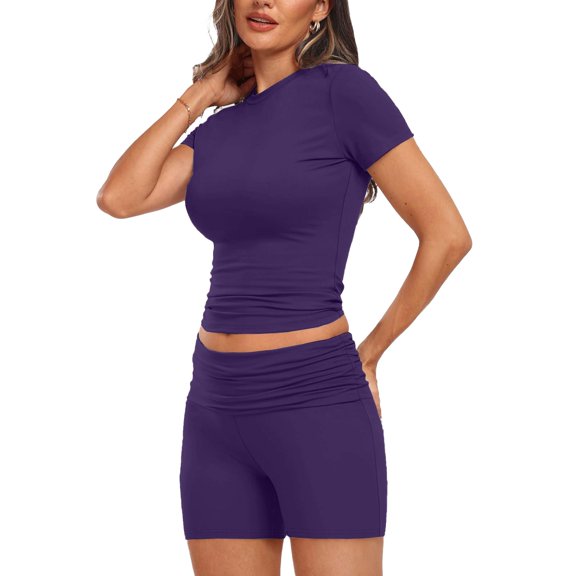 Pyhlmscde Women’s Two Piece Set Casual Summer Outfit with Matching Shorts And Top Comfy 2 Piece Clothing Set, Linen Shorts Set for Women, Linen Short Sets, Piece Sets Summer Dressy