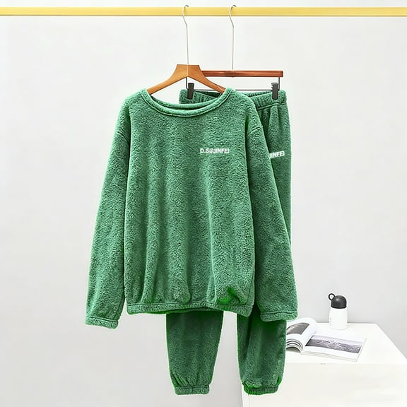 Pyhlmscde Women's Warm Coral Thickened Plus Velvet Clothes, Pajamas for Women Set, Fall Outfits for Women, Sweatsuits Women 2 Piece Outfit