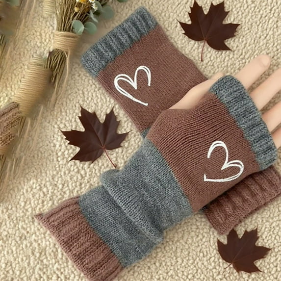 Pyhlmscde Women's Warm Half Finger Mittens Gloves, , ,