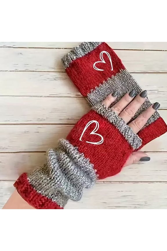 Women's Warm Half Finger Mittens Gloves, , ,