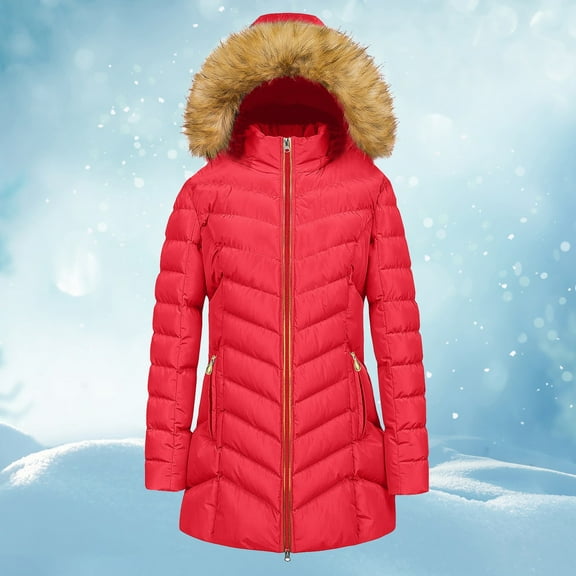 Pyhlmscde Women's Warm Solid Color Padded Plus Size Outwear Coat, Winter Coats for Women, Womens Tops, Puffer Jacket Womens