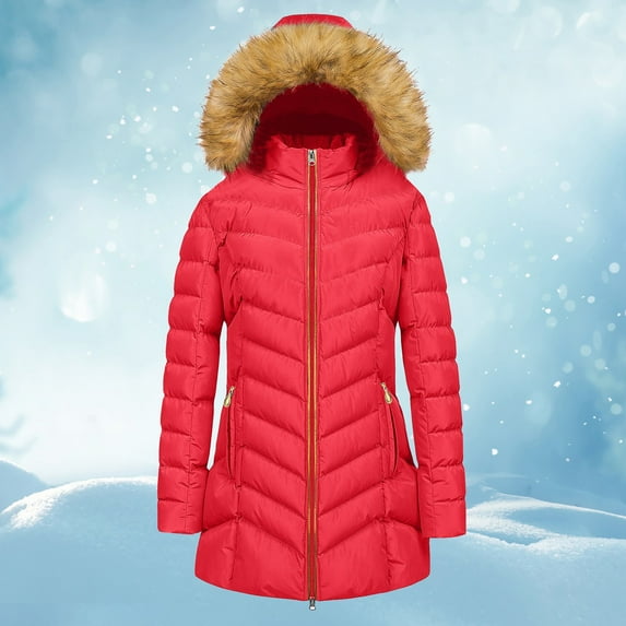 Pyhlmscde Women's Warm Solid Color Padded Plus Size Outwear Coat, Winter Coats for Women, Womens Tops, Puffer Jacket Womens