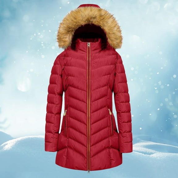 Pyhlmscde Women's Warm Solid Color Padded Plus Size Outwear Coat, Winter Coats for Women, Womens Tops, Puffer Jacket Womens