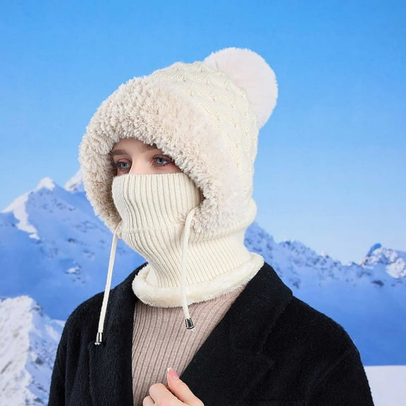 Pyhlmscde Women's Windproof Fuzzy Ski Winter Knit Hat, Beanie for Women, Winter Hats for Women, Women Hats