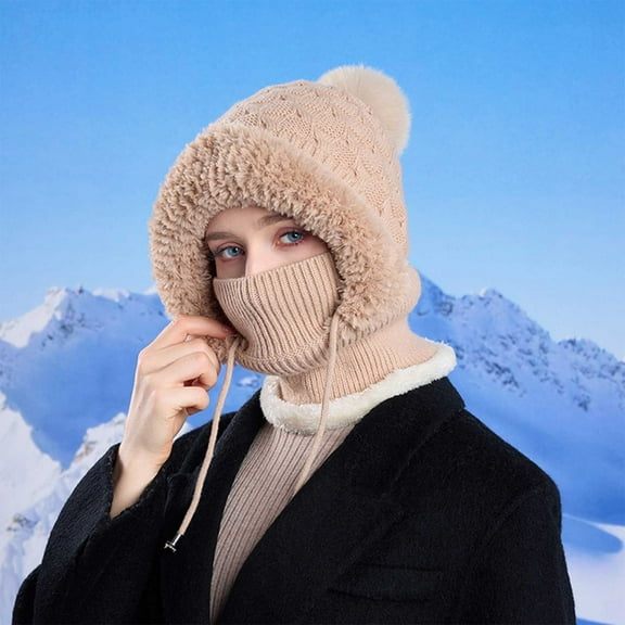 Pyhlmscde Women's Windproof Fuzzy Ski Winter Knit Hat, Beanie for Women, Winter Hats for Women, Women Hats