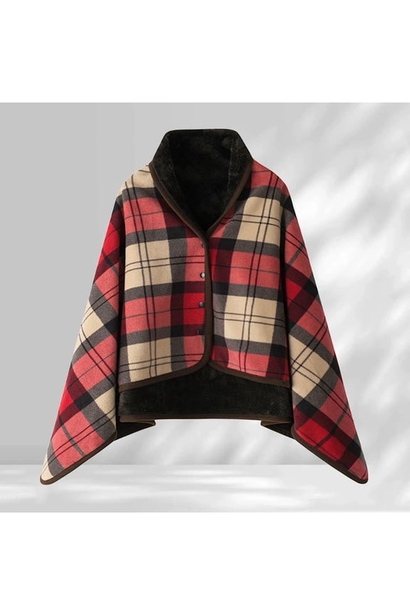 Women's Winter Coral Fleece Double Layer Warm Shawl, , ,