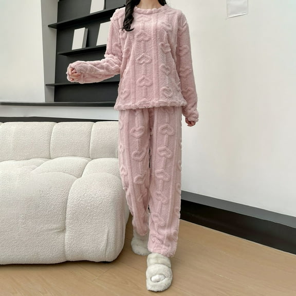 Pyhlmscde Women's Winter Fleece Warm Pajamas Set, Pajamas for Women Set, Fleece Pajamas Women, Women's Sleepwear