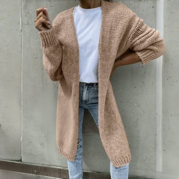 Pyhlmscde Women's Winter Long Casual Open Front Chunky Knit Cardigan Sweater Coat, Chunky Cardigan Sweaters for Women, Womens Tops, Fall Clothes