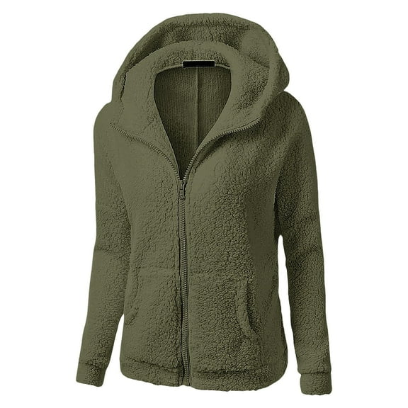 Pyhlmscde Women's Winter Warm Wool Zipper Coat Outwear, Womens Tops, Jackets for Women, Women Fall Clothes