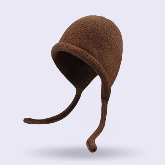 Pyhlmscde Women's Wool Knitted Solid Color Braid Ear Plus Hat, Beanie for Women, Winter Hats for Women, Knit Hat