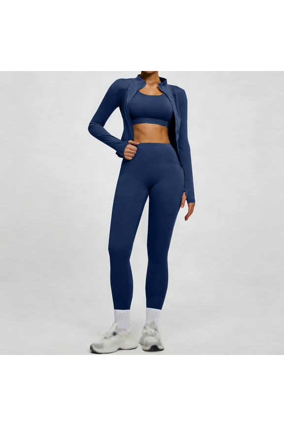 Womens 2 Piece Leggings Sets High Waist Butt Lifting Seamless Gym Workout Jacket