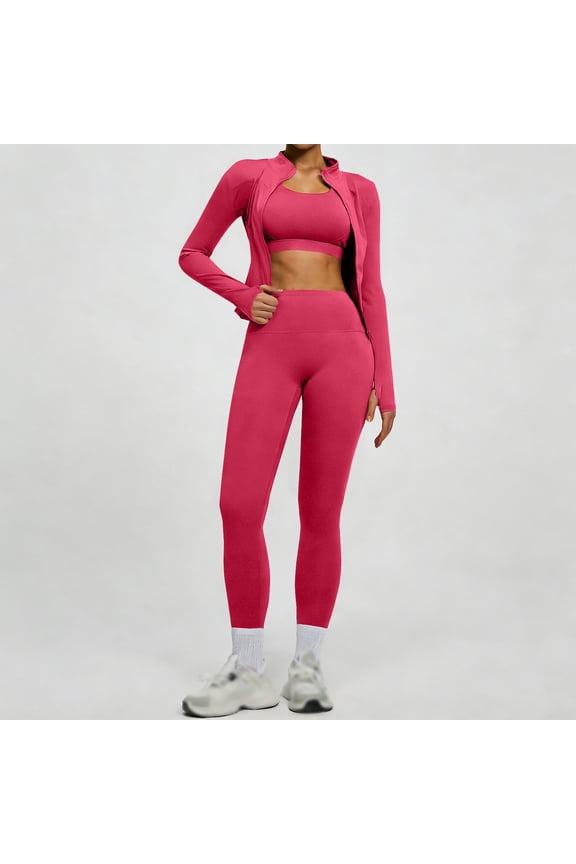 Womens 2 Piece Seamless Gym Sets Long Sleeve Jacket High Waist Butt Lifting Workout Leggings