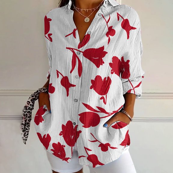 Pyhlmscde Womens Button Down Shirts Long Sleeve Cotton Tops Casual Collared Blouses Loose Fit, Cotton Gauze Shirts For Women, Blouses For Women Casual, Gauze Button Down Shirts For Women