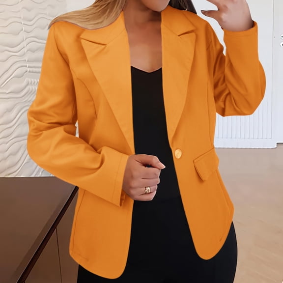 Pyhlmscde Womens Casual Front Long Sleeve Lapel Collar Work Business Jacket, womens blazers for work casual, womens blazers dressy casual, jackets for women