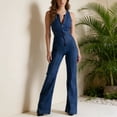 thumbnail image 1 of Pyhlmscde Womens Denim Jumpsuit Sleeveless Print Overalls High Waist Straight Leg One Piece with Pockets, 1 of 6