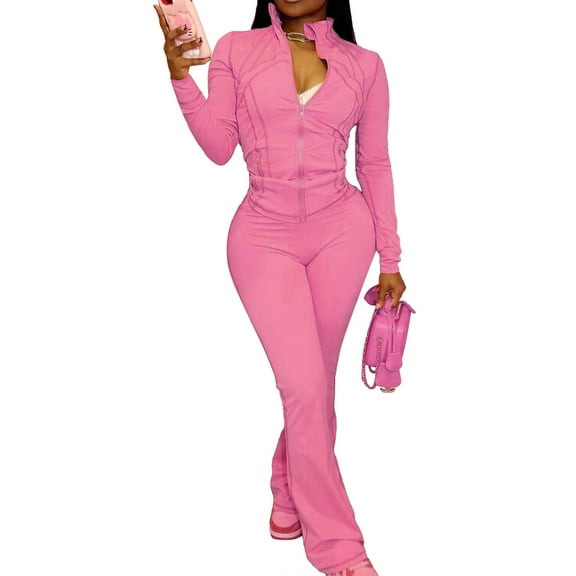 Pyhlmscde Womens Gym Suits 2 Piece Set, Long Sleeve Lounge Sets for Women, Lounge Sets for Women, 2 Piece Sets for Women