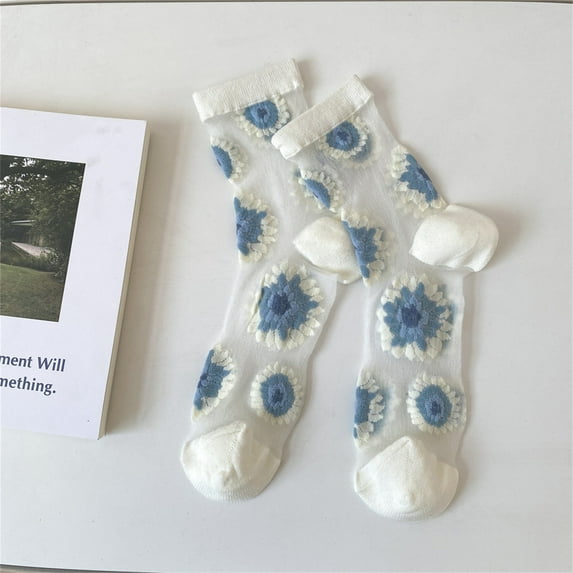 Pyhlmscde Womens Lace Mesh Crew Socks, Ankle Socks, Ruffle Socks, Wool Socks