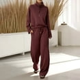 thumbnail image 1 of Pyhlmscde Womens Matching Sets Fall Winter 2 Piece Warm Up Lapel Sweatshirt Wide Leg Pants, 1 of 4