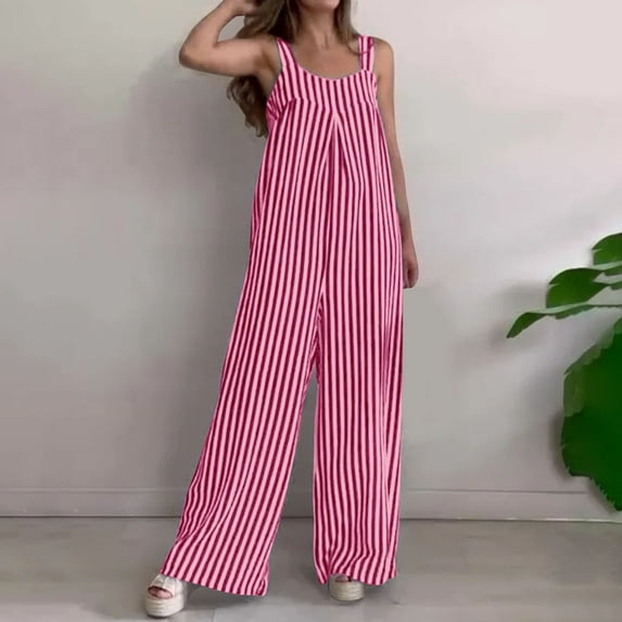 Pyhlmscde Womens Oversized Striped Romper Casual Loose Puff Sleeve Wide Leg Jumpsuit Overall with Pockets, Striped Romper for Women, Womens Striped Romper, Jumpsuits for Women Casual