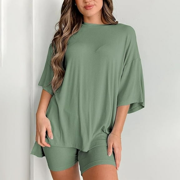 Pyhlmscde Womens Pajama Sets Short Sleeve Sleepwear Soft Button Down Nightwear Lounge Pj Set XS-XXL, Womens Split Short Pajama Set,Skort Sets Women 2 Piece Outfits