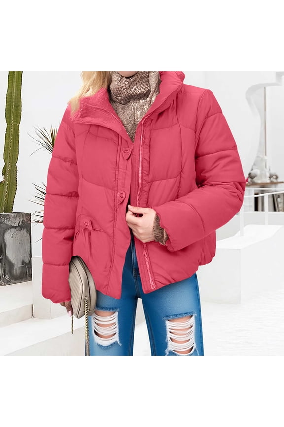 Womens Puffer Full Zip Quilted Hooded Bubble Coats Padded Long Sleeve Winter Warm Coat, Winter Coats for Women, Puffer Jacket Womens, Winter Clothing for Women
