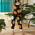 thumbnail image 1 of Pyhlmscde Womens Pumpkin Bat Halloween Print Straps Overalls with Pockets, Jumpsuits for Women, Halloween Dresses for Women, Rompers for Women, 1 of 6