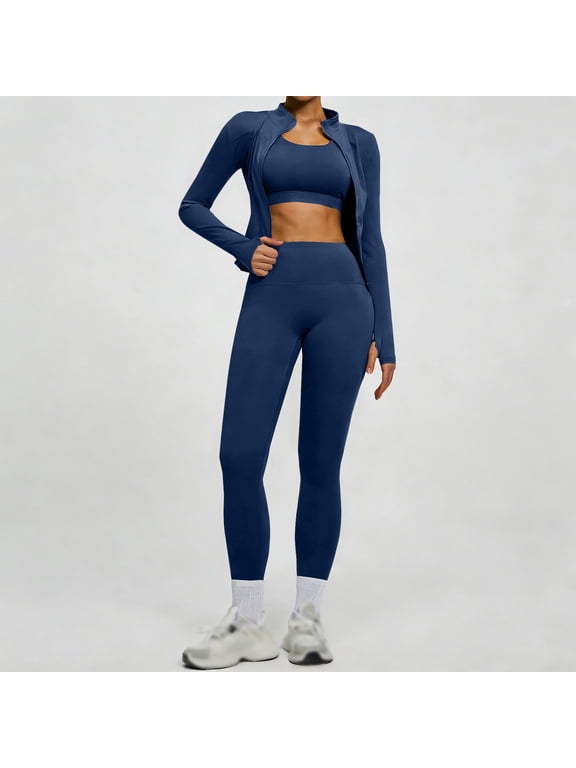 Work Out Sets Gym for Women 2 Piece Seamless Yoga Jacket High Waist Butt Lifting Leggings