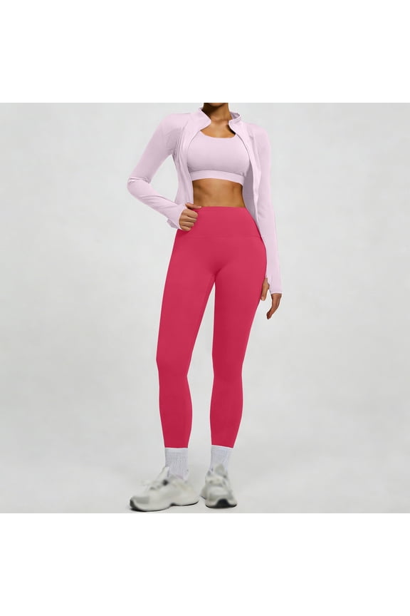 Work Out Sets Gym for Women High Waist Butt Lifting Seamless Leggings 2 Piece Yoga Jacket